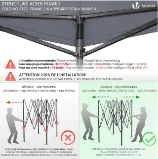 Carpa Plegable VOUNOT 3x3m con 4 Paredes