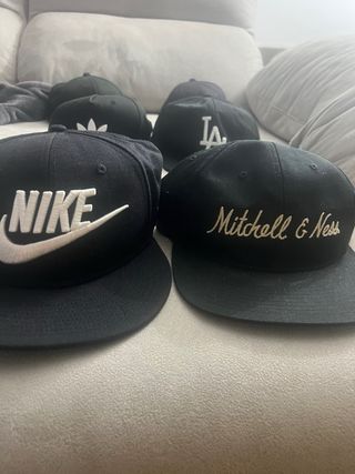 Lote 6 Gorras Negras: Adidas, Nike, Dickies, M&N
