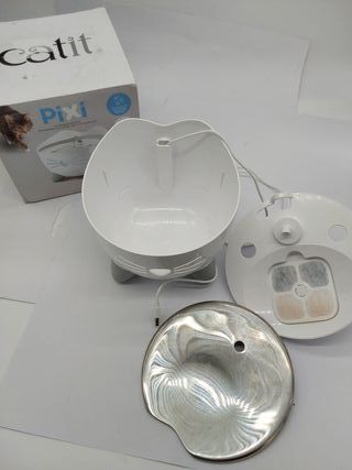 Catit Pixi Bebedero fuente de acero inoxidable para Gatos, 2.5 l, Blanca