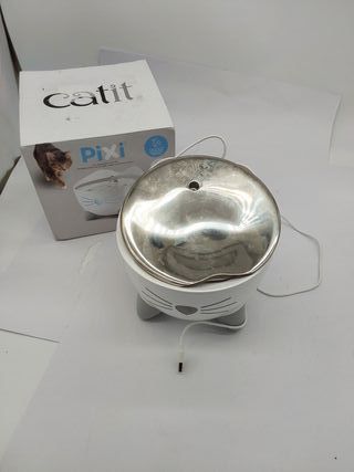 Catit Pixi Bebedero fuente de acero inoxidable para Gatos, 2.5 l, Blanca