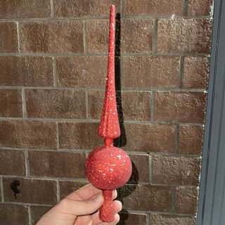 Punta Albero Natale Rossa Glitterata