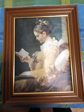 Cuadro antiguo mujer leyendo