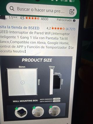 Interruptor de Pared WiFi Inteligente BSEED