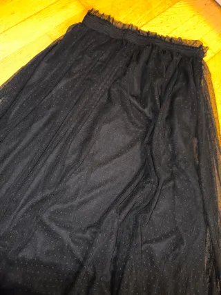 Falda larga tul negro