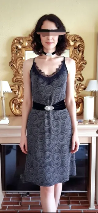 Vestido Lencero Metálico Oscuro Talla XL