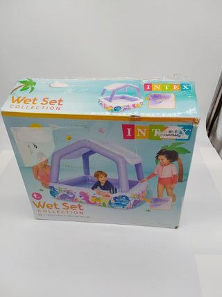 Intex Piscina Hinchable Infantil, 157x157x122 cm, 295 litros, con toldo Desmontable, Diseño acuático, Tapón de desagüe, Uso Exte