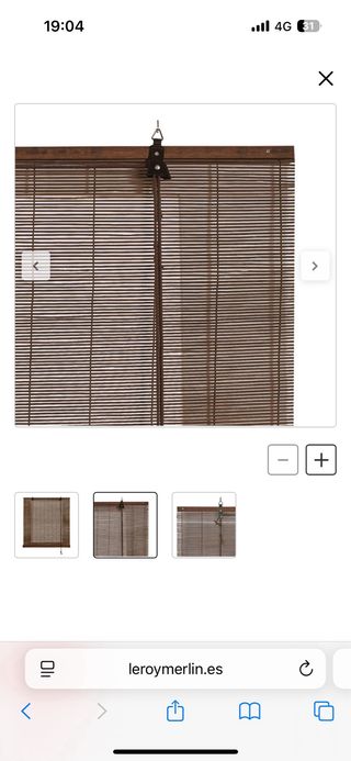 Estor enrollable bambú marrón 90x250cm