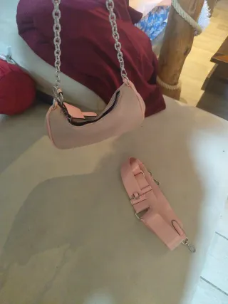 Bolso rosa y beige para salir