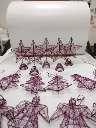 Adornos Navidad Estrellas y Ángeles rosa fucsia