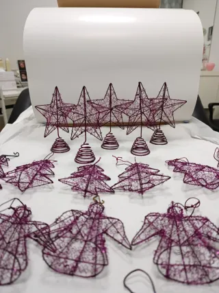 Adornos Navidad Estrellas y Ángeles rosa fucsia