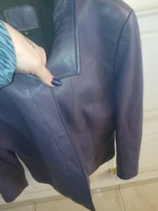 Giacca in pelle viola donna taglia M