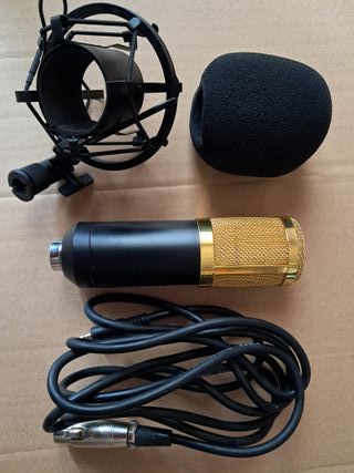 Micrófono Profesional Condenser Negro/Dorado