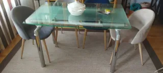 Mesa extensible cristal y metal. Extensible 180