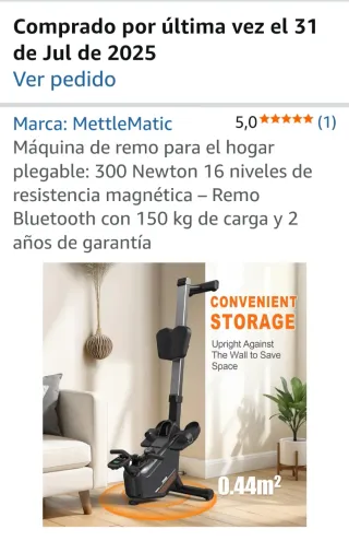 Máquina de Remo nueva. Comprada en julio 2025.