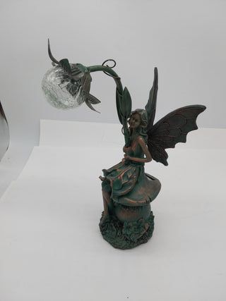 TERESA'S COLLECTIONS Decorazioni da Giardino con Luce Solare, Figurina di Resina da Fata di 35cm, Accessori per Statue da Giardino