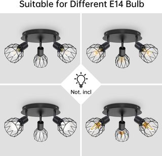 Lampada da soffitto con 3 faretti LED, faretto da soffitto aj