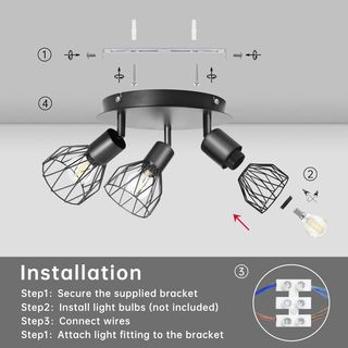 Lampada da soffitto con 3 faretti LED, faretto da soffitto aj