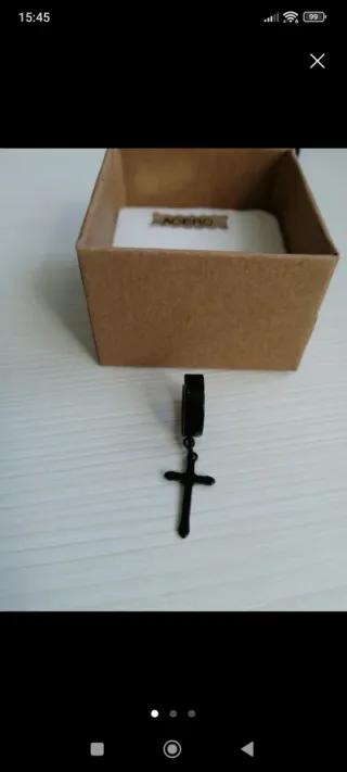 Pendientes Aro Negro con Colgante Cruz