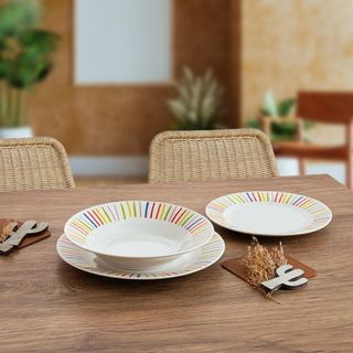 Quid California Set di Stoviglie in Porcellana 18 Pezzi - 6 Pers.