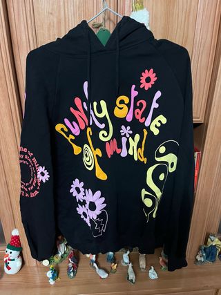 Sudadera Bershka Negra Estampada Mujer