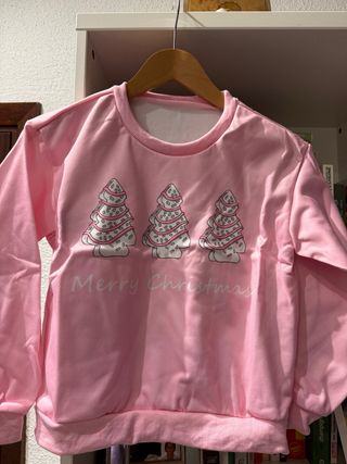 Sudadera Navidad Árboles Rosa niña 10 años