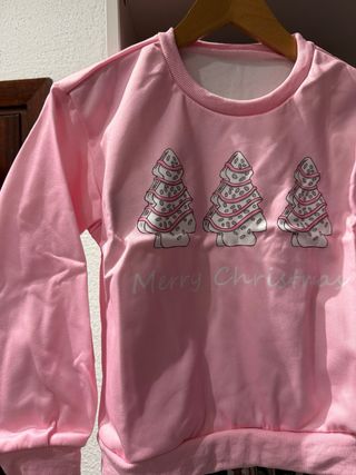 Sudadera Navidad Árboles Rosa niña 10 años