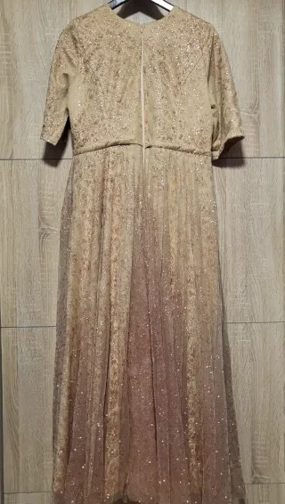 Vestido de fiesta Jamila beige y rosa