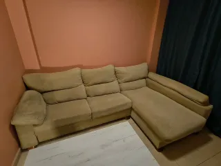 Conjunto 2 sofás de tela beige