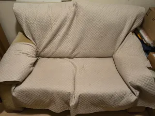 Conjunto 2 sofás de tela beige