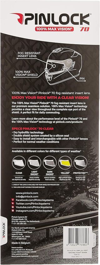 Pinlock Homme Clear For Hjc Hj-20m, Fg-17; Is-17;