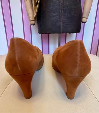 Zapatos ante marrón tacón 38