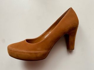 Zapatos ante marrón tacón 38