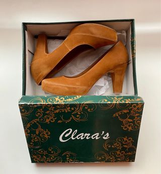 Zapatos ante marrón tacón 38