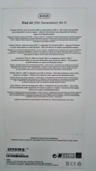 iPad Air 5ª Gen M1 64GB Wi-Fi Azul