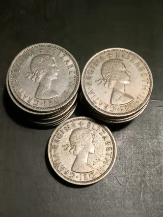 Monete inglesi Two Shillings vari anni