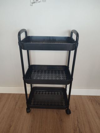 Carrito Auxiliar Negro con Ruedas