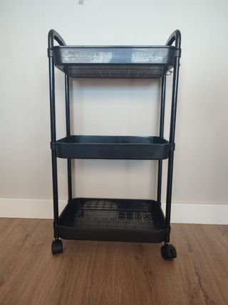 Carrito Auxiliar Negro con Ruedas