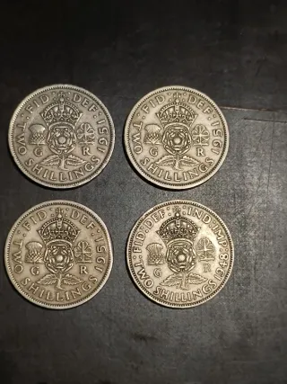 4 Monete Inglesi Due Scellini 1948-1951
