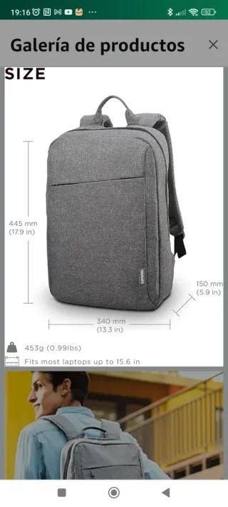Mochila Lenovo 15,6 Negra