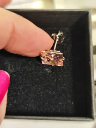 Pendientes Plata Ley Rosa Cuadrados B&O