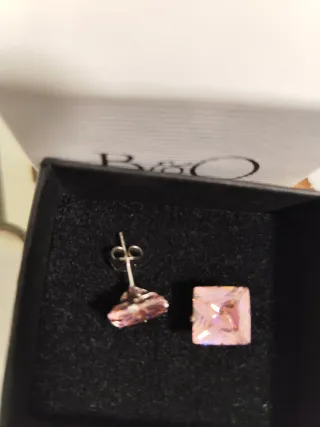 Pendientes Plata Ley Rosa Cuadrados B&O