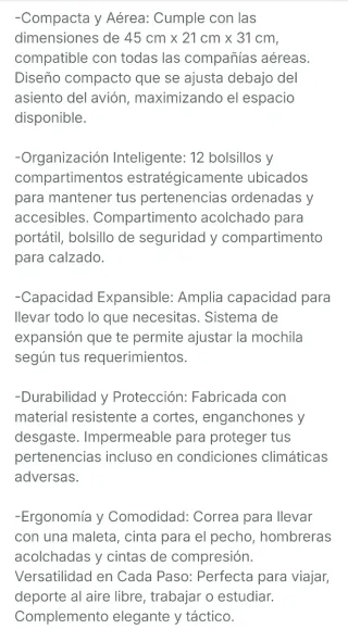 Mochila de cabina SIN ESTRENAR