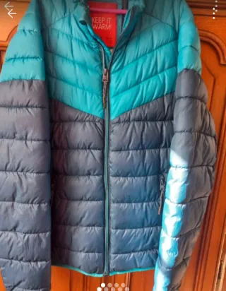 Chaqueta acolchada hombre azul y turquesa