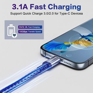 USB anf USB C Cable 0.5M, USB 3.1 Gen 2 Cable Carg