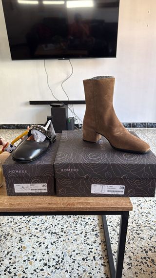 Botines Marrones Cuadrados