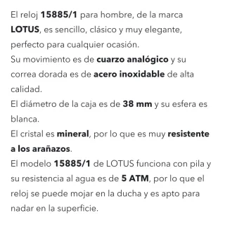 Relojes Lotus Dorados