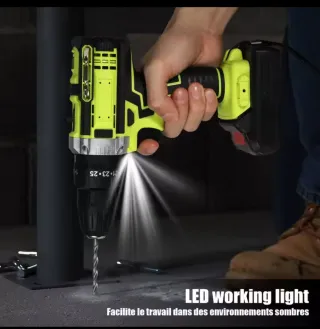 Taladro Atornillador 2 Baterías 21V + Accesorios,