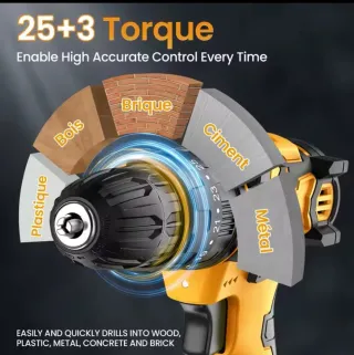 Taladro Atornillador 2 Baterías 21V + Accesorios,