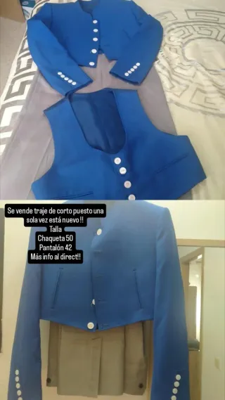 Traje de corto azul puesto una vez