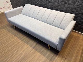 Sofá Cama Compacto 3 Plazas Gris y Dorado NUEVO